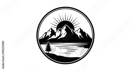 Majestic Mountain Range Sunrise Over Calm Lake.