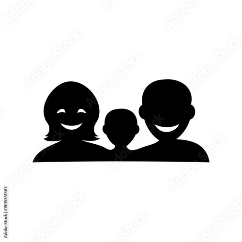 happy family with two adults and one child illustration