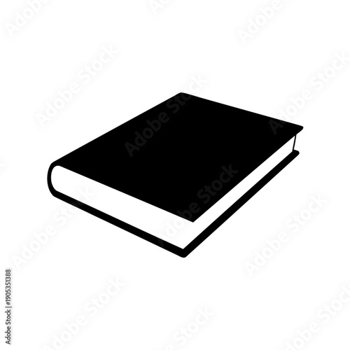 black and white illustration of a closed book with thick pages