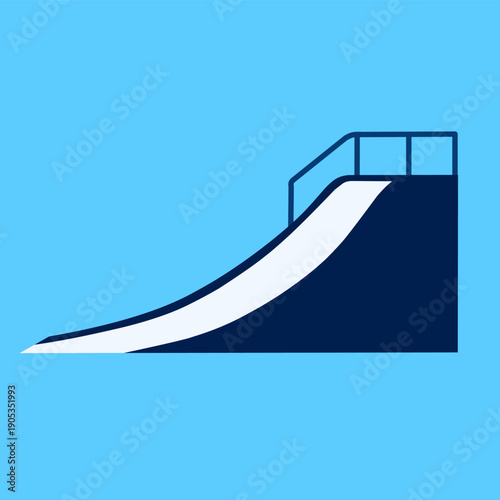 Ski Jump Ramp Icon in Flat Style for Winter Sports Design