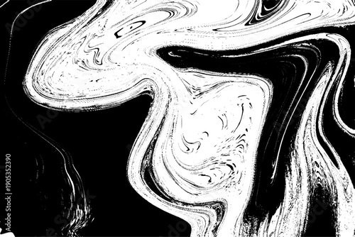 Abstract Black and White Fluid Marble Texture with Dynamic Ink Swirls, Liquid Paint Flow, Organic Wave Patterns and High Contrast Monochrome Background for Modern Art, Design, Branding and Creative.