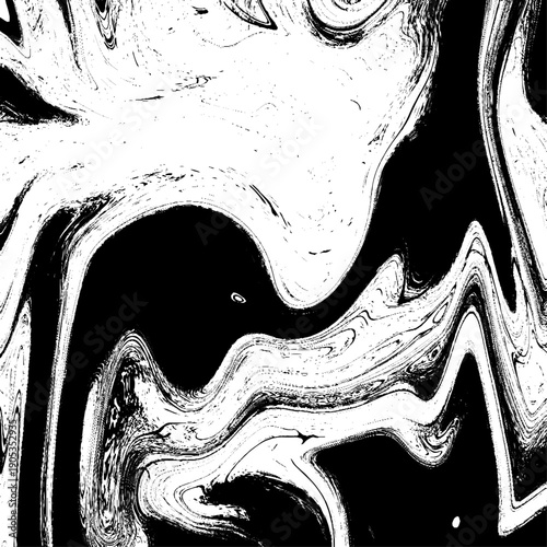 Abstract Black and White Fluid Marble Texture with Dynamic Ink Swirls, Liquid Paint Flow, Organic Wave Patterns and High Contrast Monochrome Background for Modern Art, Design, Branding and Creative.