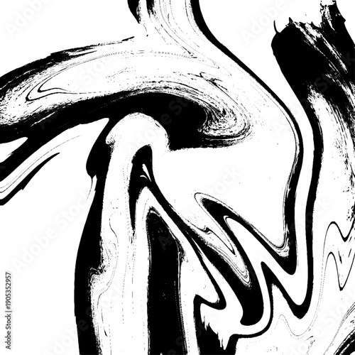 Abstract Black and White Fluid Marble Texture with Dynamic Ink Swirls, Liquid Paint Flow, Organic Wave Patterns and High Contrast Monochrome Background for Modern Art, Design, Branding and Creative.