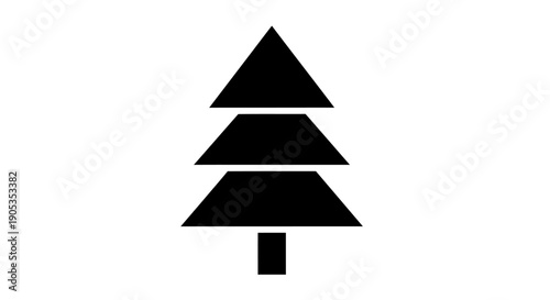 Simple Stylized Evergreen Tree Vector Illustration, Minimalist Black and White Pine Icon for Design