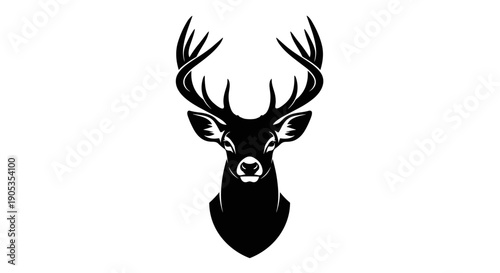 Majestic Stag Head Silhouette Emblem Design.