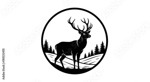 Majestic Stag Silhouette Emblematic of Wilderness and Nature.