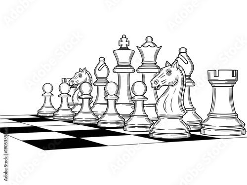 Chess sketch vector