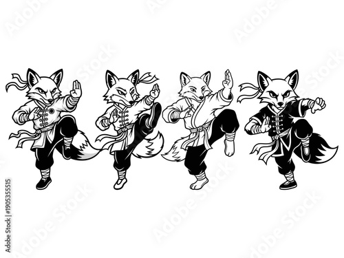 Fox kungfu mascot vector