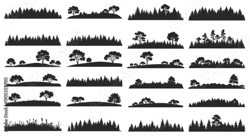 Wallpaper Mural Diverse Silhouette Collection of Forest and Tree Designs for Nature and Landscape Projects Torontodigital.ca
