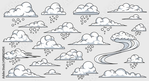 Collection of Stylized Clouds and Smoke Illustrations for Design Projects
