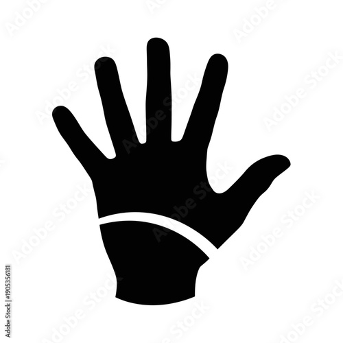 Stylized Black Hand Silhouette Open With Curved Detail, Graphic Resource