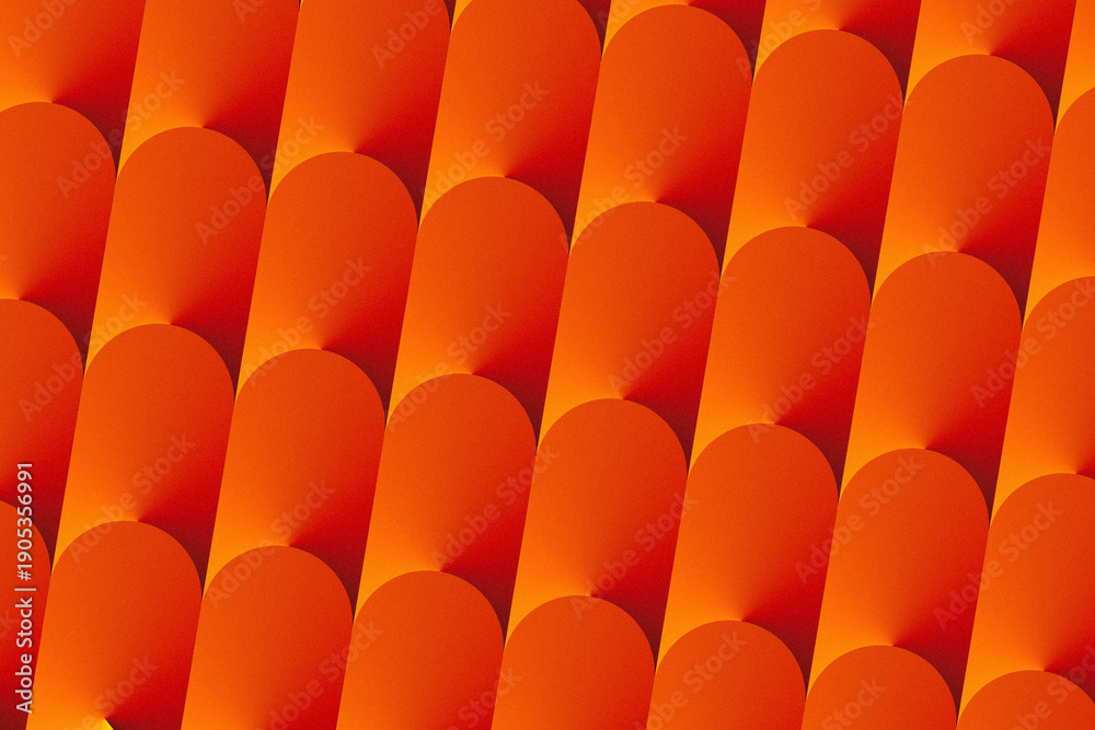 Obraz premium Bright abstract geometric background with overlapping rounded gradient shapes in orange and yellow