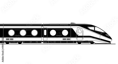Modern HighSpeed Train Side View Illustration.