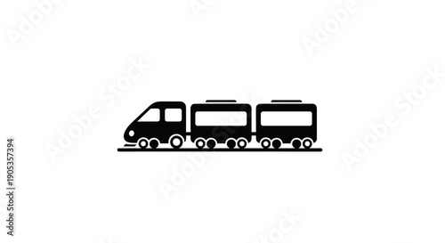 Modern Train Silhouette Icon Transportation Symbol.