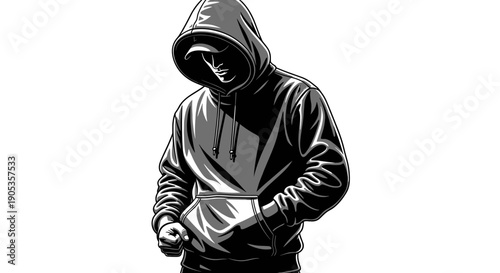 Mysterious Hooded Figure in Shadowy Silhouette.