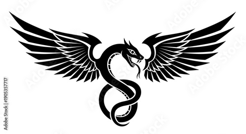 Mythical Winged Serpent Symbol.