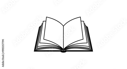 Open Book Illustration with Blank Pages and Spine.