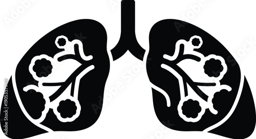Diseased Lungs Silhouette Vector