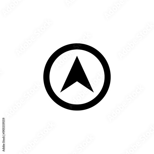 Free Download Black and white navigation arrow pointing upwards inside a circle. - GFXLoad