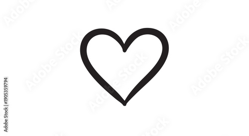 Simple black hand-drawn heart outline with a minimalist doodle style, representing love, romance, affection, and feelings for Valentine's Day or a romantic occasion