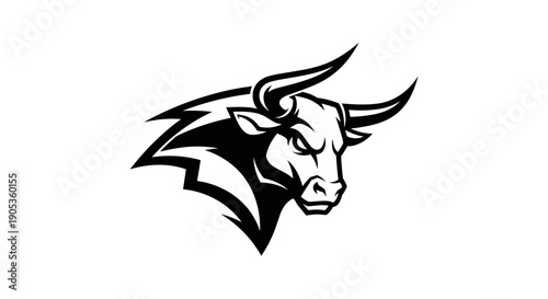Powerful Bull Head Emblem with Sharp Horns and Intense Gaze.
