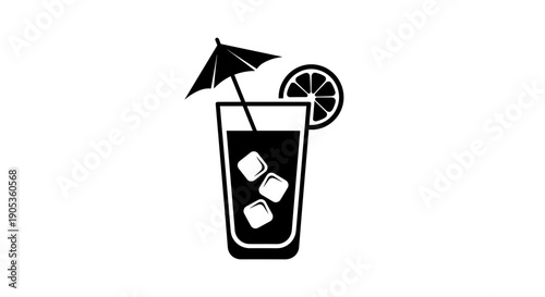 Refreshing Summer Cocktail with Ice and Garnish.