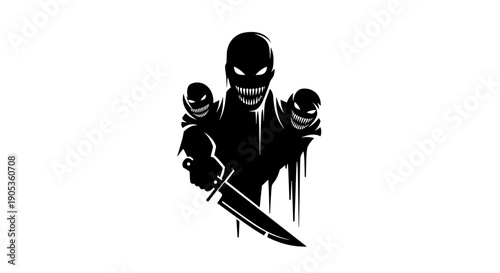 Scary Silhouette Monster Holding a Knife Threateningly.