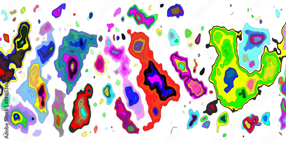 Fototapeta premium Topographic Map with Detailed Contour Lines in Multiple Colors, Abstract Geographic Design, Clean Vector Illustration on a White Background