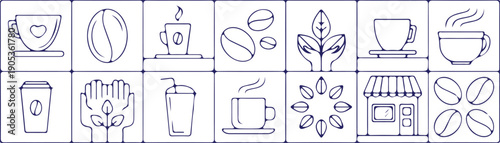 coffee bule line icon set vector illustration design art