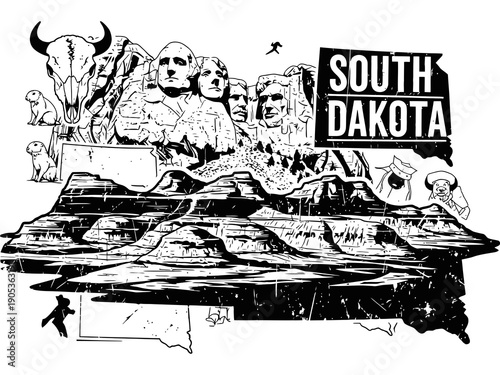 South Dakota Grunge Vector