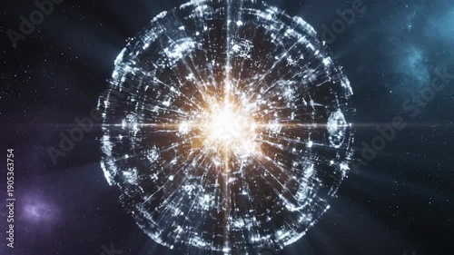 Abstract Digital Universe with Bright Light at the Center