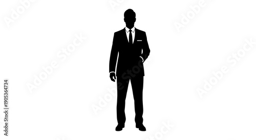 Silhouette of a Businessman in a Sharp Suit Standing Confidently.