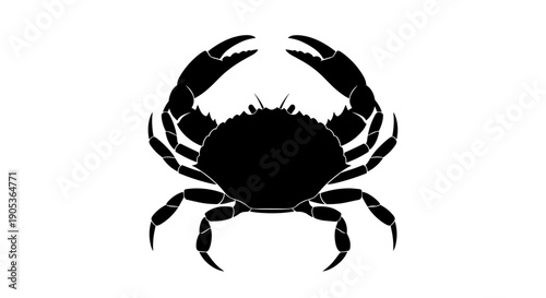 Silhouette of a Crab with Claws Raised.