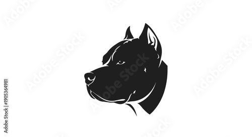 Silhouette of a Fierce Pitbull Dog Head Facing Left.