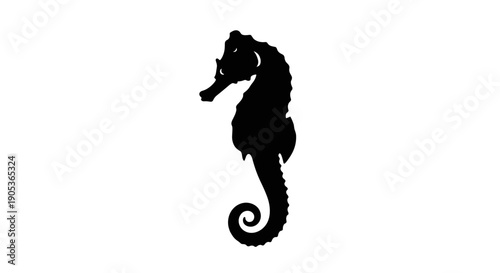 Silhouette of a Majestic Seahorse Against a White Background.