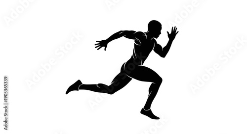 Silhouette of a male athlete running at full speed 1.