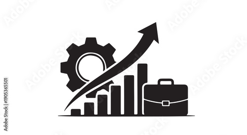 Business graphs and charts icons. Business statistics and analytics, charts diagrams, money, down or up arrow. graph growth silhouette icon set
