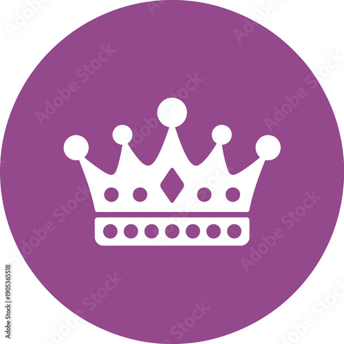 Purple circle icon with white crown symbol design element