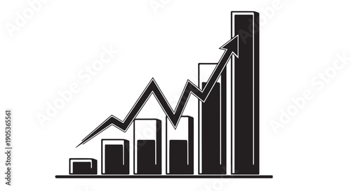 Business graphs and charts icons. Business statistics and analytics, charts diagrams, money, down or up arrow. graph growth silhouette icon set
