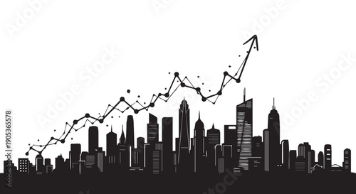 Business graphs and charts icons. Business statistics and analytics, charts diagrams, money, down or up arrow. graph growth silhouette icon set
