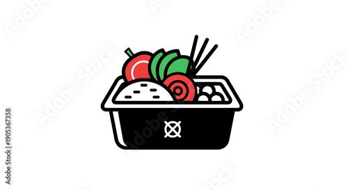 Fresh meal box icon illustration