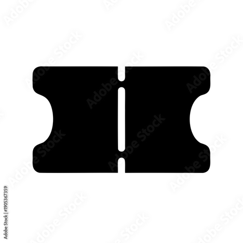 black ticket stub icon on white background graphic design element