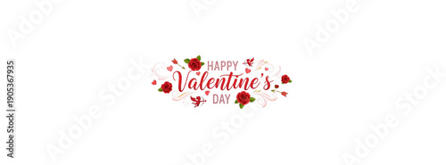 Celebrating Valentine's Day with love hearts and flowers in a festive illustration