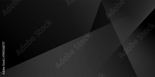 Modern black white abstract background. Minimal. Gradient. Dark grey banner with geometric shapes, lines, stripes, triangles. Design. Futuristic. Cut paper or metal effect.vector eps10