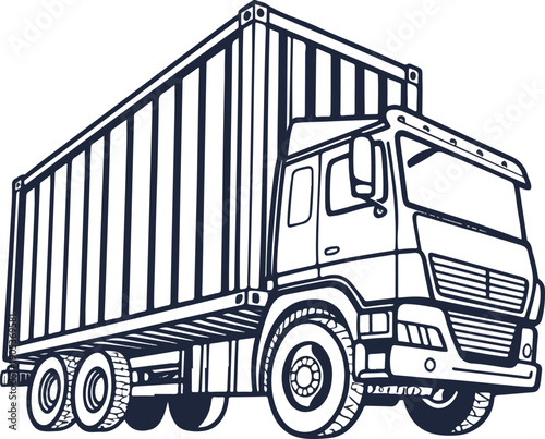 A heavy semi truck with a trailer for cargo freight delivery is a big industrial transport vehicle isolated on a white background for shipping and trucking business illustration