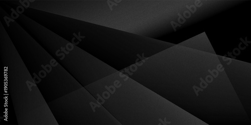 Modern black white abstract background. Minimal. Gradient. Dark grey banner with geometric shapes, lines, stripes, triangles. Design. Futuristic. Cut paper or metal effect.vector eps10