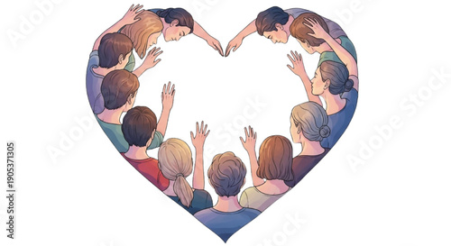 People Forming Heart Shape Symbol of Support Unity and Compassion