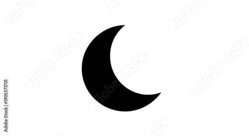 Simple Black Crescent Moon Icon Isolated on White Background.