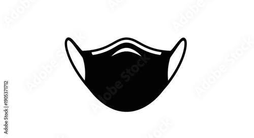 Simple Black Face Mask Icon Graphic Design.