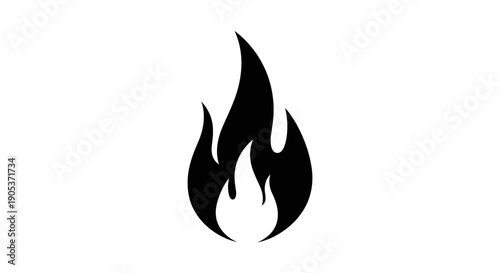 Simple Black Flame Icon Graphic Element.